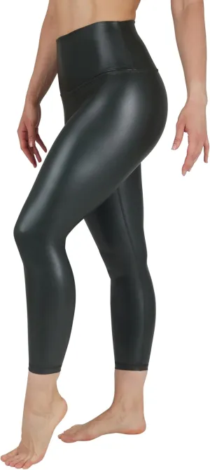 90 Degree By Reflex Super High Waist High Shine Faux Leather Fleece Lined Elastic Free Ankle Leggings
