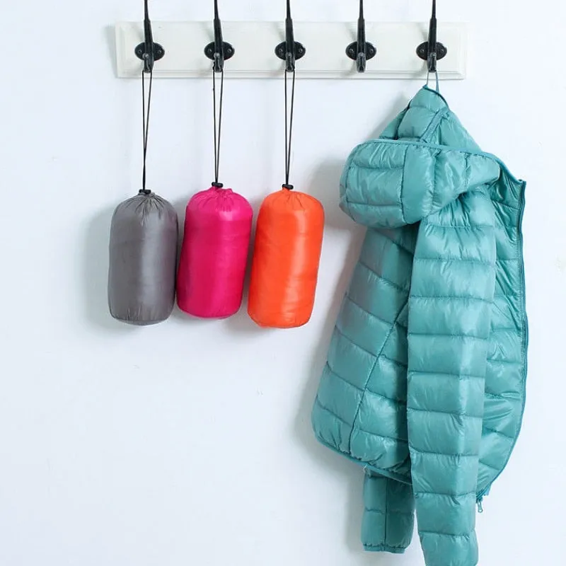 90% Ultra-light Plus Size Thin Down Jacket Slim Short Hooded Warm White Duck Down Coat