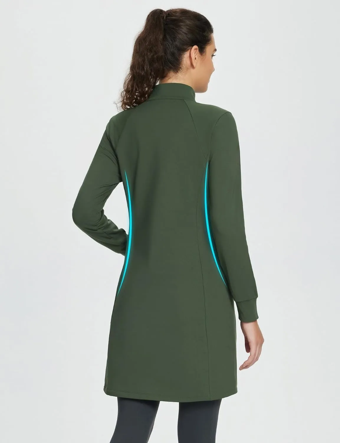 baleaf Women's Fleece Lined Dress Sweatshirt Dress Water Resistant Warm Quarter Zip Cover Up Winter Outdoor with Pocket