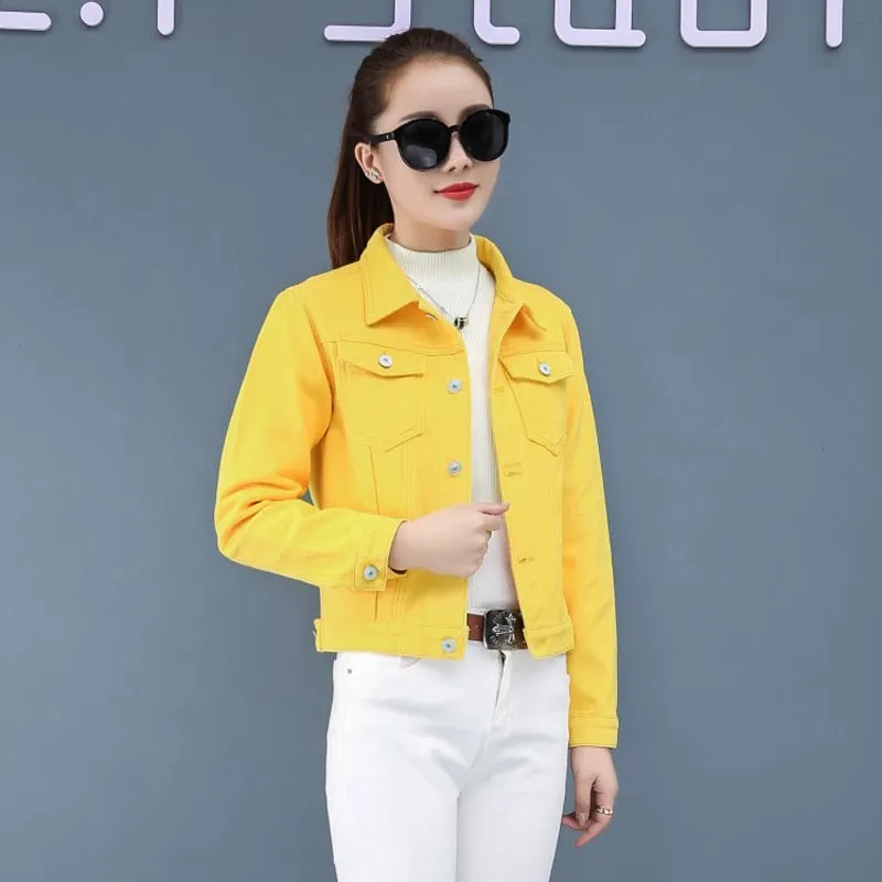 Candy Color Denim Ladies Jean Jacket