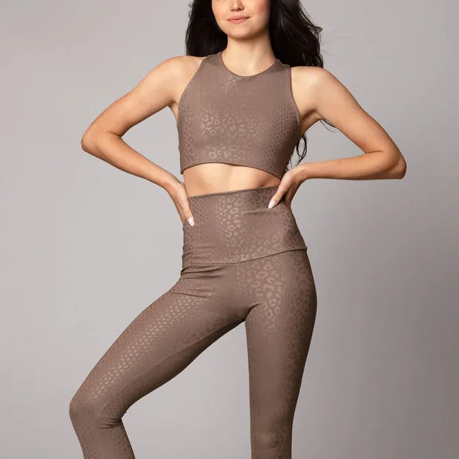 Embossed Leopard Latte Crop Top
