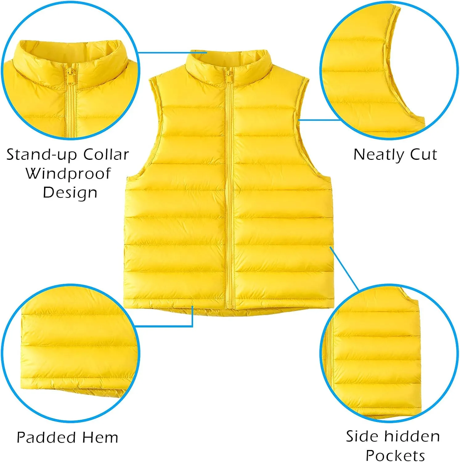Happy Cherry Kids Winter Snow Puffer Down Vest Softshell Quilted Padded Sleeveless Jacket Ultra Light Waistcoat 4-12 Years