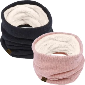 Infinity Scarf Winter Double-Layer Neck Warmer Knit Fleece Lined Circle Loop Scarves
