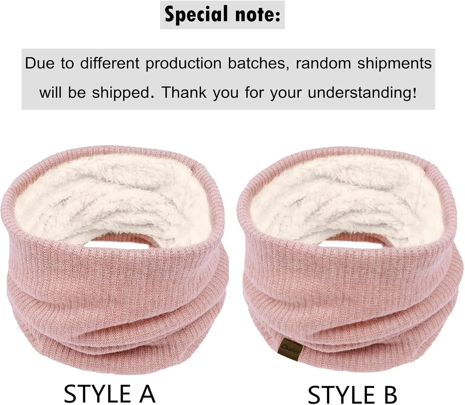 Infinity Scarf Winter Double-Layer Neck Warmer Knit Fleece Lined Circle Loop Scarves