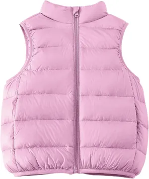 Kids Puffer Down Vest Windproof Lightweight Gilet Waistcoat Padded Jacket Stand Collar Coat