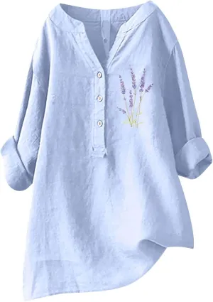 Linen Button Down Shirt Women with Gradient Letter Printed Pockets and Hooded Casual Collared Blouses Loose Fit