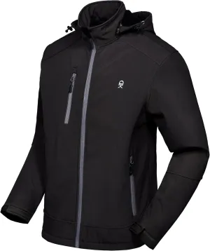 Little Donkey Andy Mens Softshell Jacket with Removable Hood, Fleece Lined