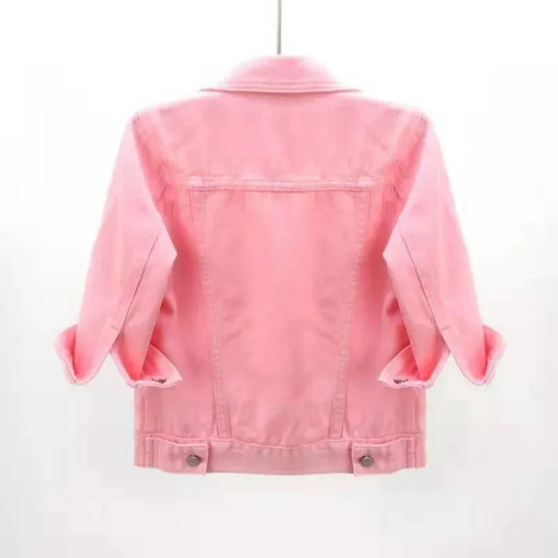 LVSANW Women Denim Jacket Spring Autumn Short Coat Pink Jean Jackets Casual Tops Purple Yellow Purple Blue Loose Tops Lady Outerwear