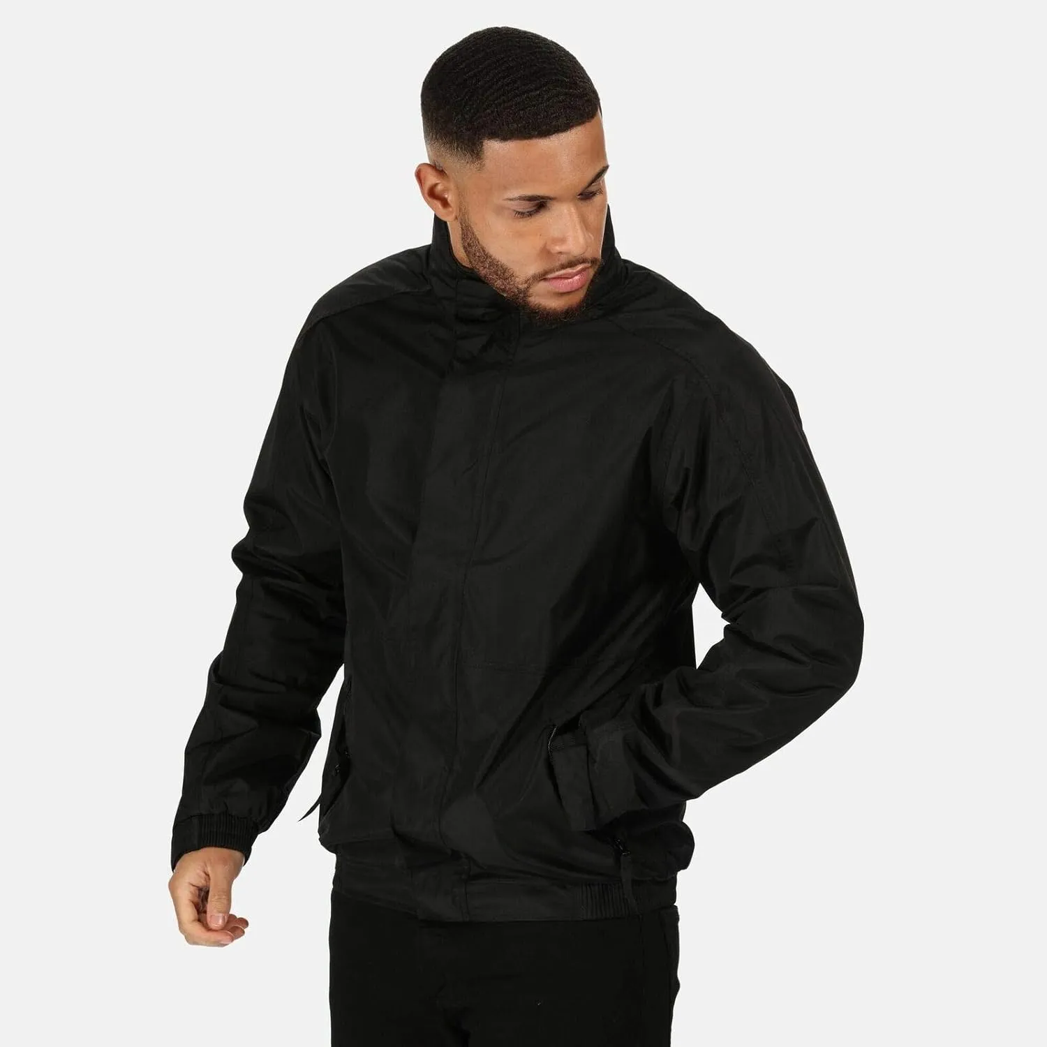 Men's Waterproof Fleece-Lined Bomber Jacket with Concealed Hood