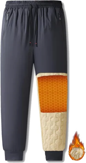 Mens Winter Pants Sherpa Lined Sweatpants Fleece Warm Jogger for Snowsport, Outdoor, Snow Cleaning
