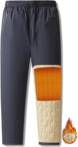 Mens Winter Pants Sherpa Lined Sweatpants Fleece Warm Jogger for Snowsport, Outdoor, Snow Cleaning