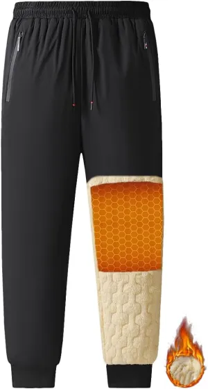 Mens Winter Pants Sherpa Lined Sweatpants Fleece Warm Jogger for Snowsport, Outdoor, Snow Cleaning