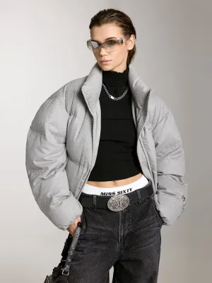 Miss Sixty X Keith Haring Capsule Collection Gray Printed Down Jacket