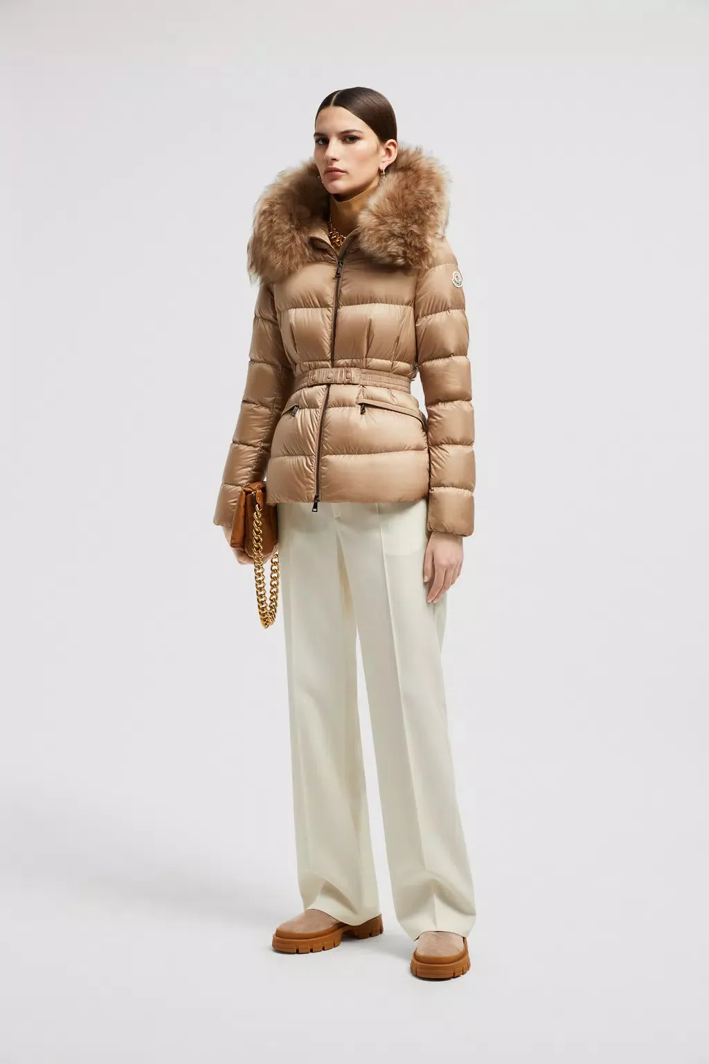 MONCLER BOED SHORT DOWN JACKET BEIGE