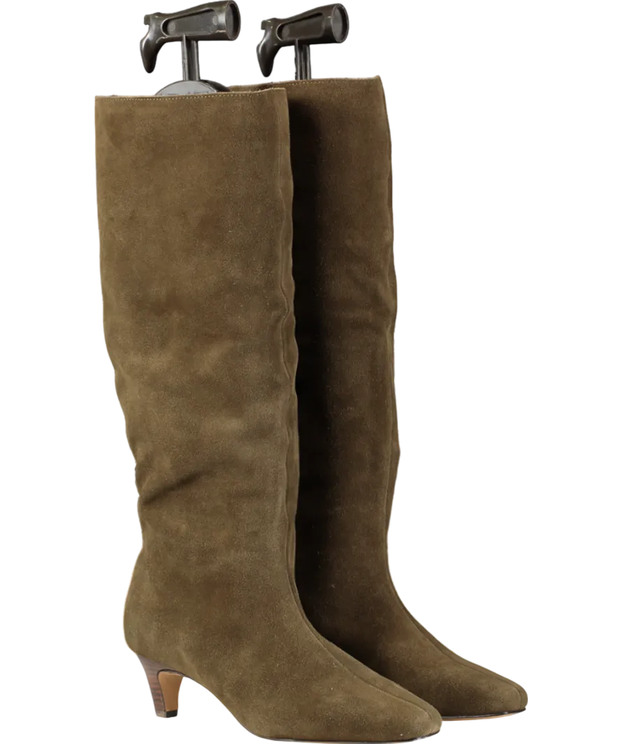 Next Green Straight Knee High Suede Boots UK 5 EU 38 👠