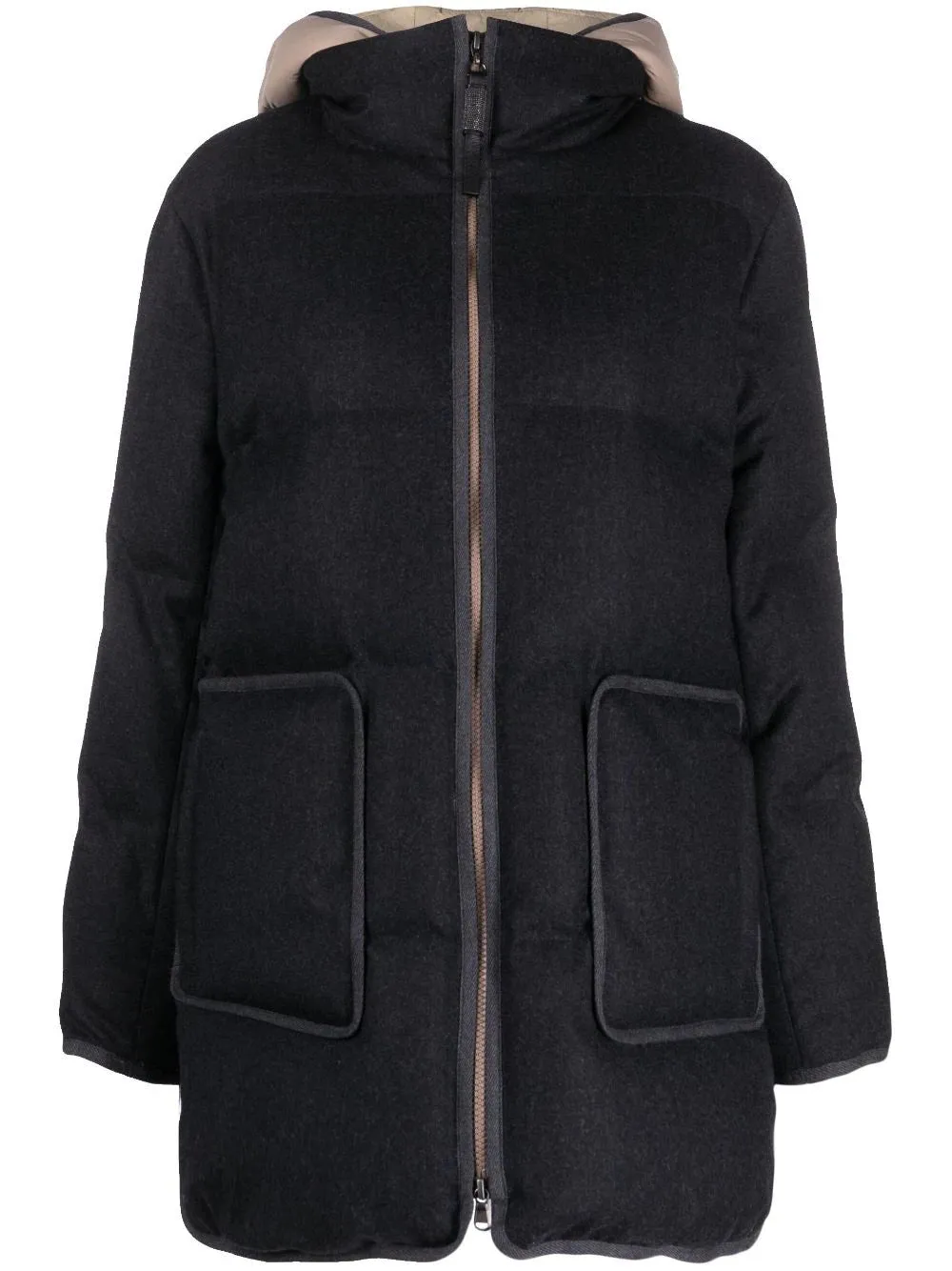 quilted hooded wool jacket
