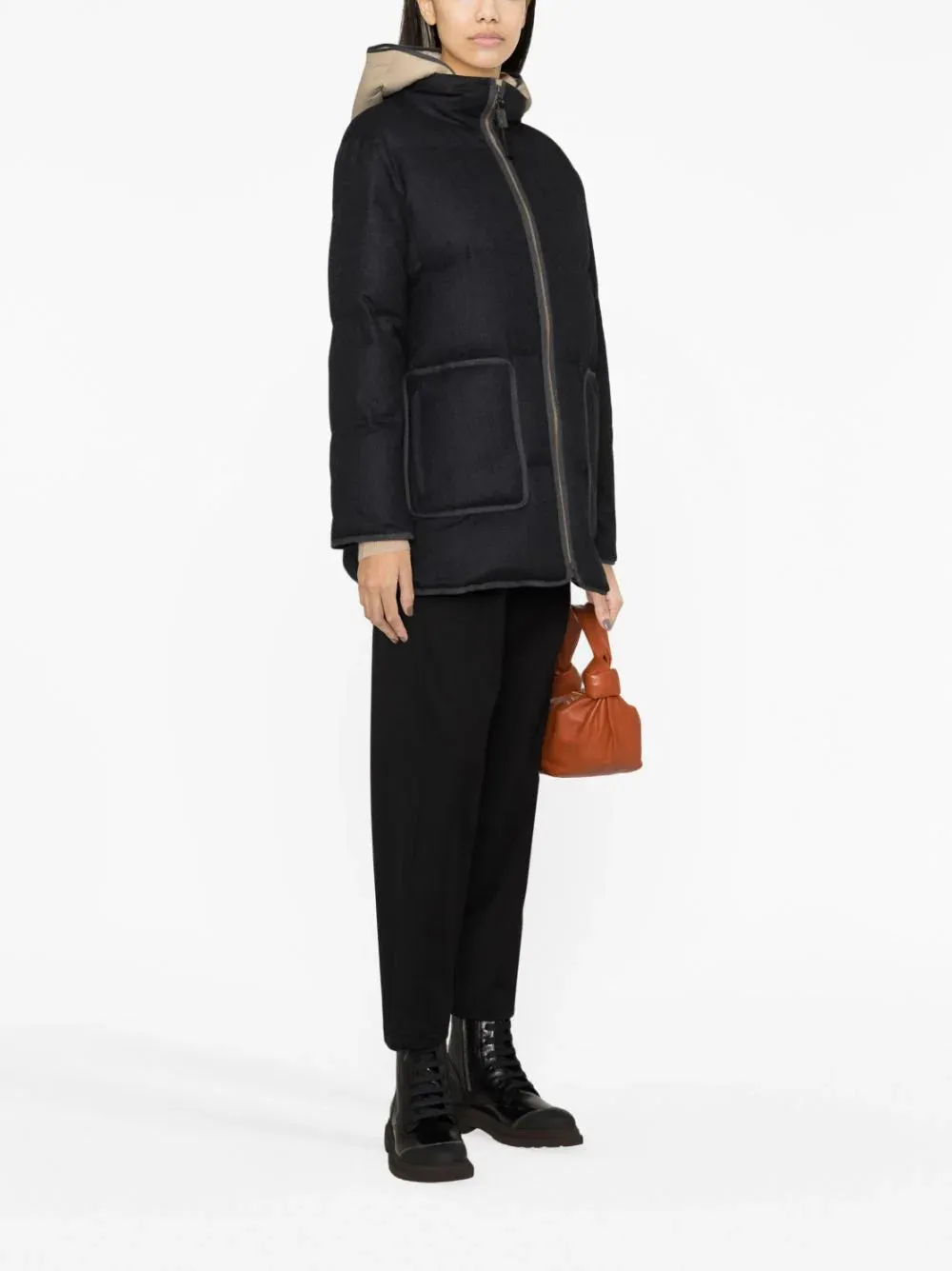quilted hooded wool jacket