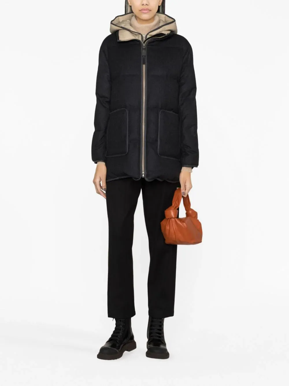 quilted hooded wool jacket