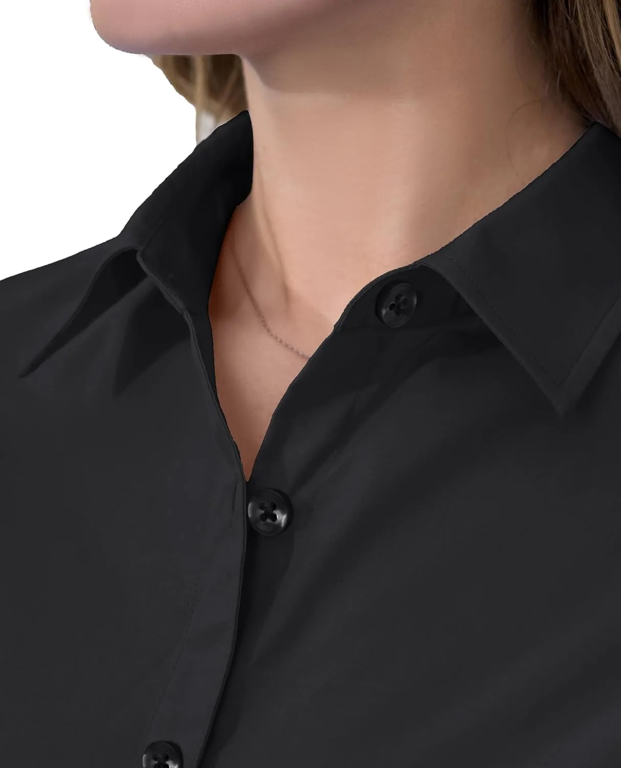 siliteelon Short Sleeve Button Dress Shirts for Women Cotton Button Down Shirts for Women Slim Fit Blouse Top 3/4 Sleeve