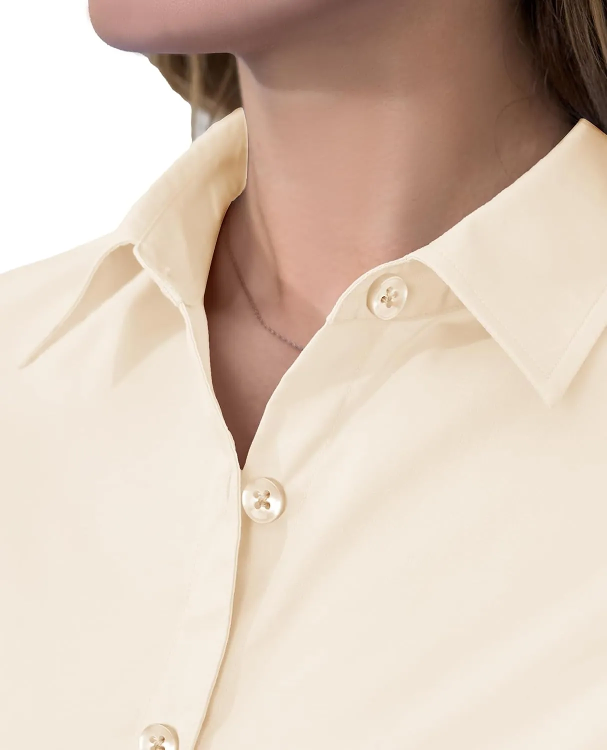 siliteelon Short Sleeve Button Dress Shirts for Women Cotton Button Down Shirts for Women Slim Fit Blouse Top 3/4 Sleeve