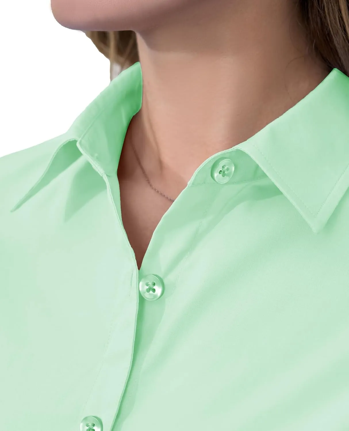 siliteelon Short Sleeve Button Dress Shirts for Women Cotton Button Down Shirts for Women Slim Fit Blouse Top 3/4 Sleeve