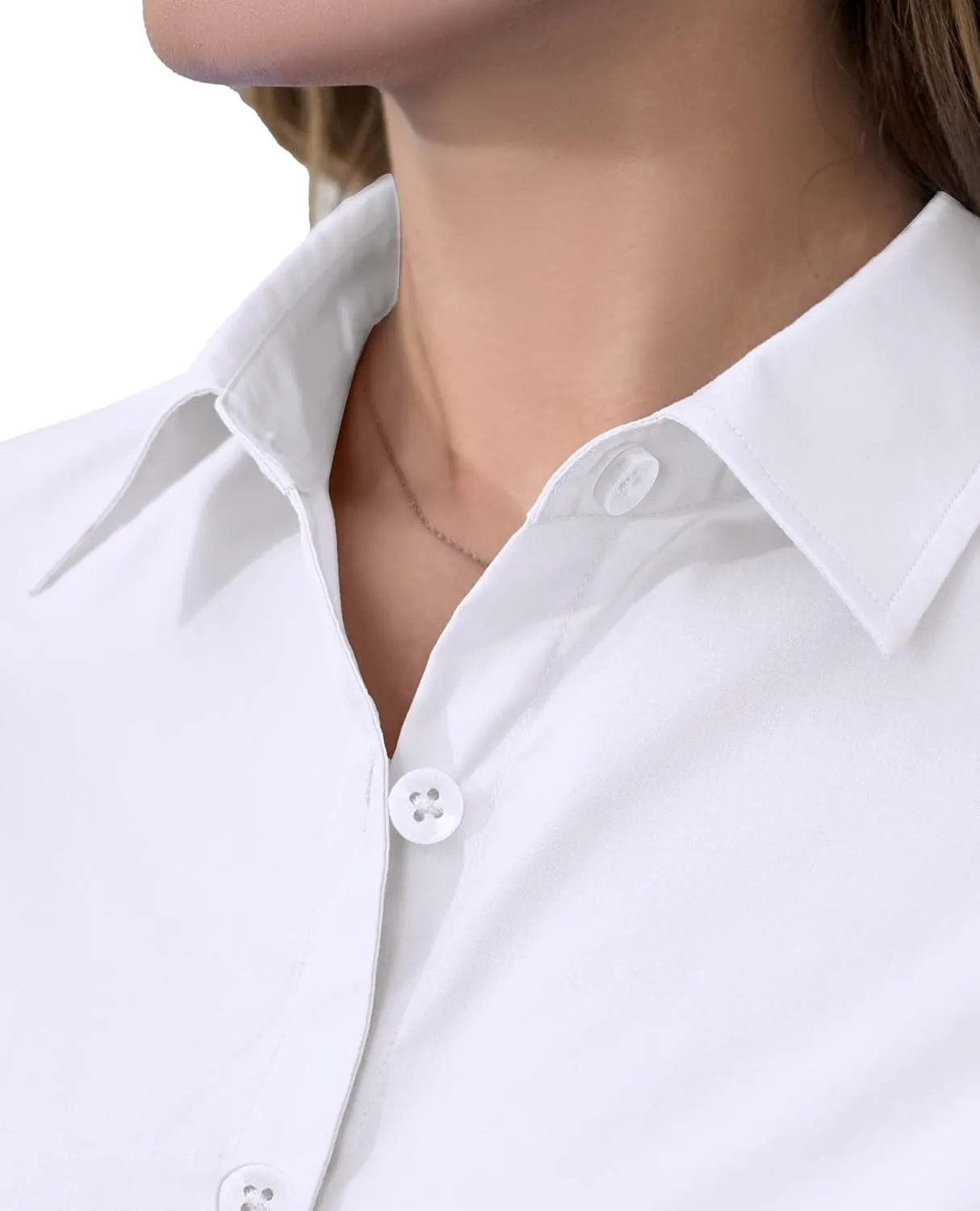siliteelon Short Sleeve Button Dress Shirts for Women Cotton Button Down Shirts for Women Slim Fit Blouse Top 3/4 Sleeve
