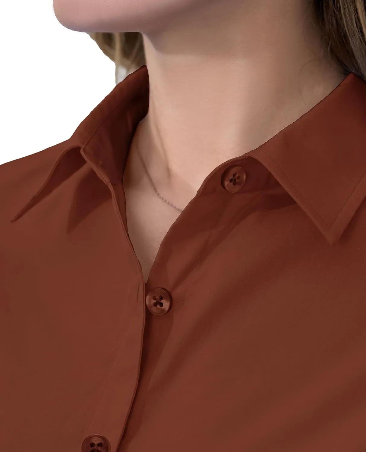 siliteelon Short Sleeve Button Dress Shirts for Women Cotton Button Down Shirts for Women Slim Fit Blouse Top 3/4 Sleeve