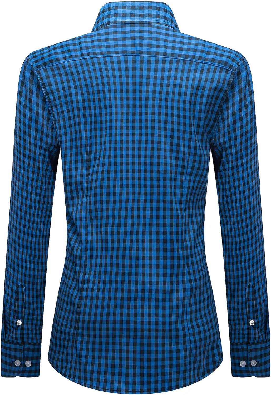 siliteelon Womens Plaid Dress Shirts Long Sleeve Button Down Wrinkle-Free Stretch Solid Casual Work Office Blouse Top