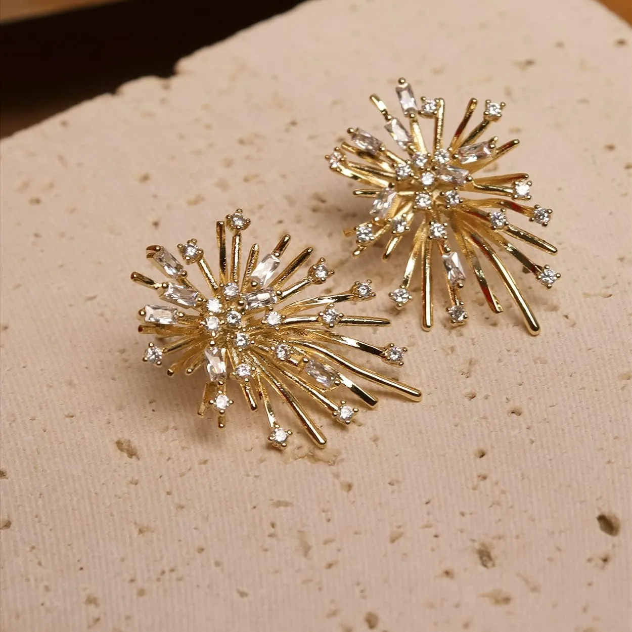 Sonateomber Large Gold Stud Earrings for Women, Statement Chunky Pearl Crystal Cubic Zirconia Wedding Bridal Prom Hypoallergenic Fashion Jewelry Gift