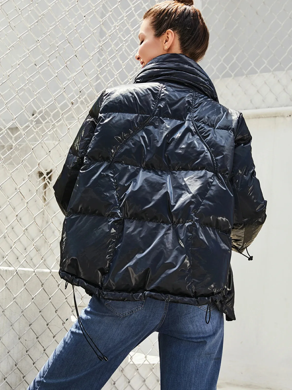 Stand-Up Collar Glossy Goose Down Jacket