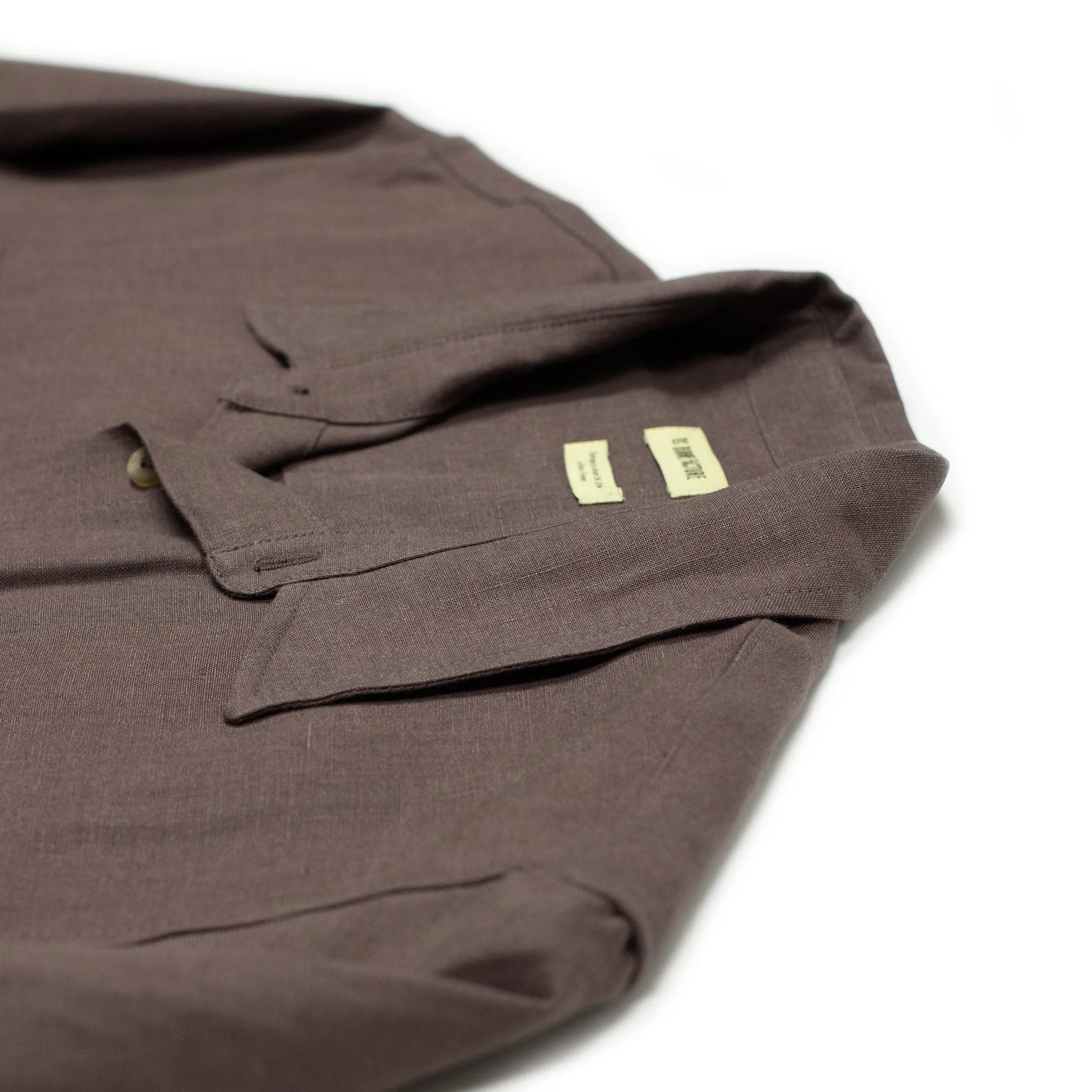 Two pocket overshirt in Plum Belgian linen