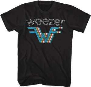 Weezer Rock Band 3D Multi-Colored Stacked Logo Adult Short Sleeve T-Shirt Tee