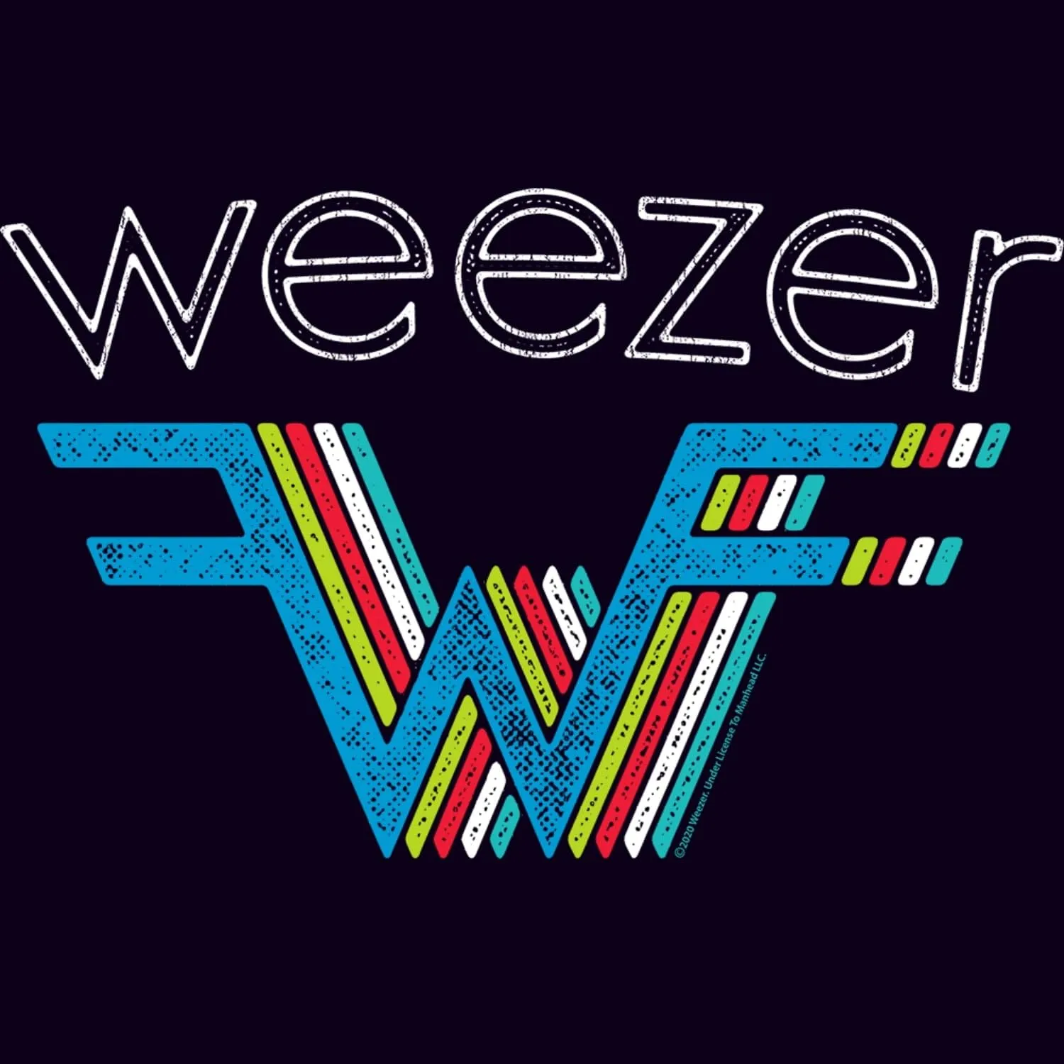 Weezer Rock Band 3D Multi-Colored Stacked Logo Adult Short Sleeve T-Shirt Tee