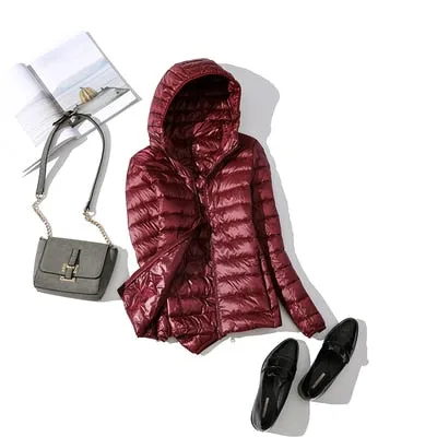 Women White Down Parka Ultra-light Thin  Jacket