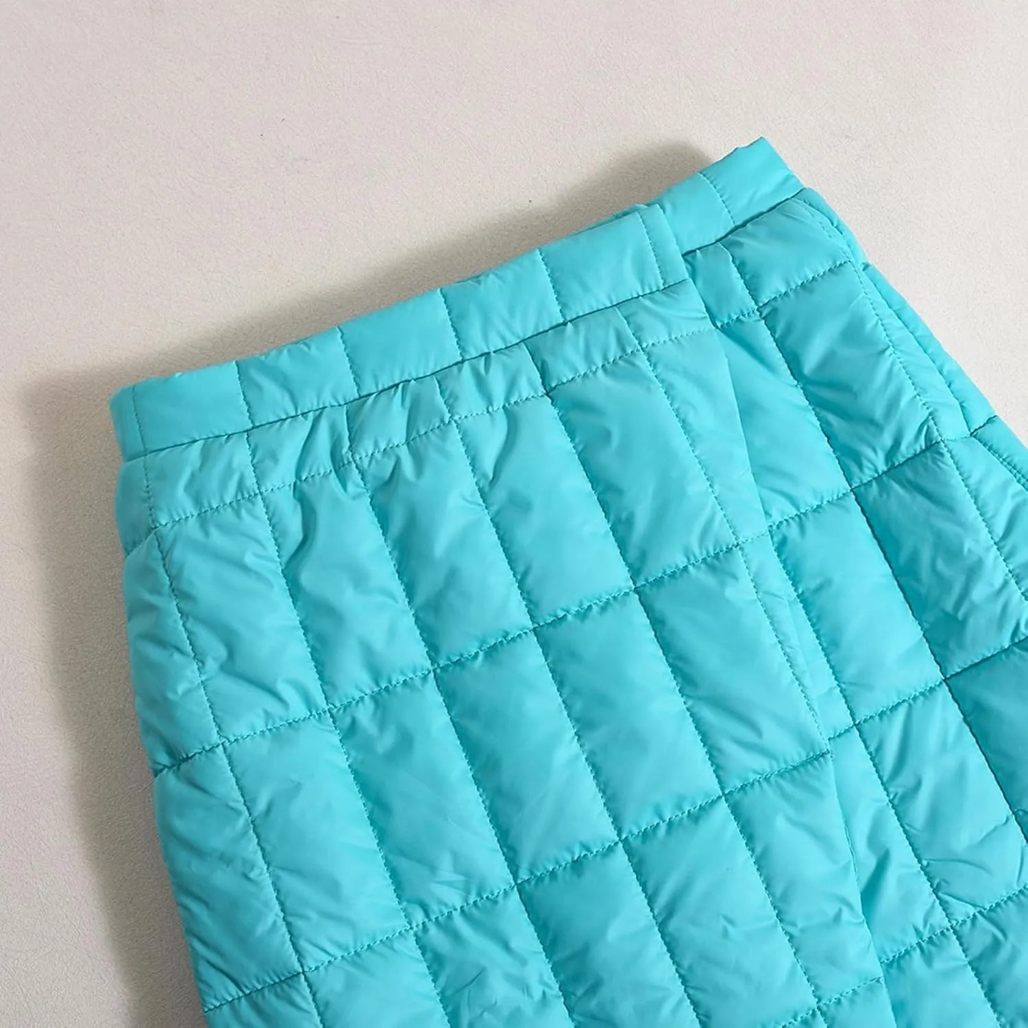 Women Winter Fashion High Waist Quilted Puffer Midi Wrap Pencil Skirts with Slit