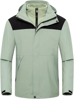 Women's 3 In 1 Winter Coat Waterproof Jacket with Removable Lining Women Warm Mountain Windbreaker Hooded Jacket