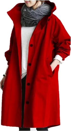 Women's Trench Jackets Rain Jacket Loose Winter Hooded Oversized Elegant Windbreaker Comfortable Coat Outwear