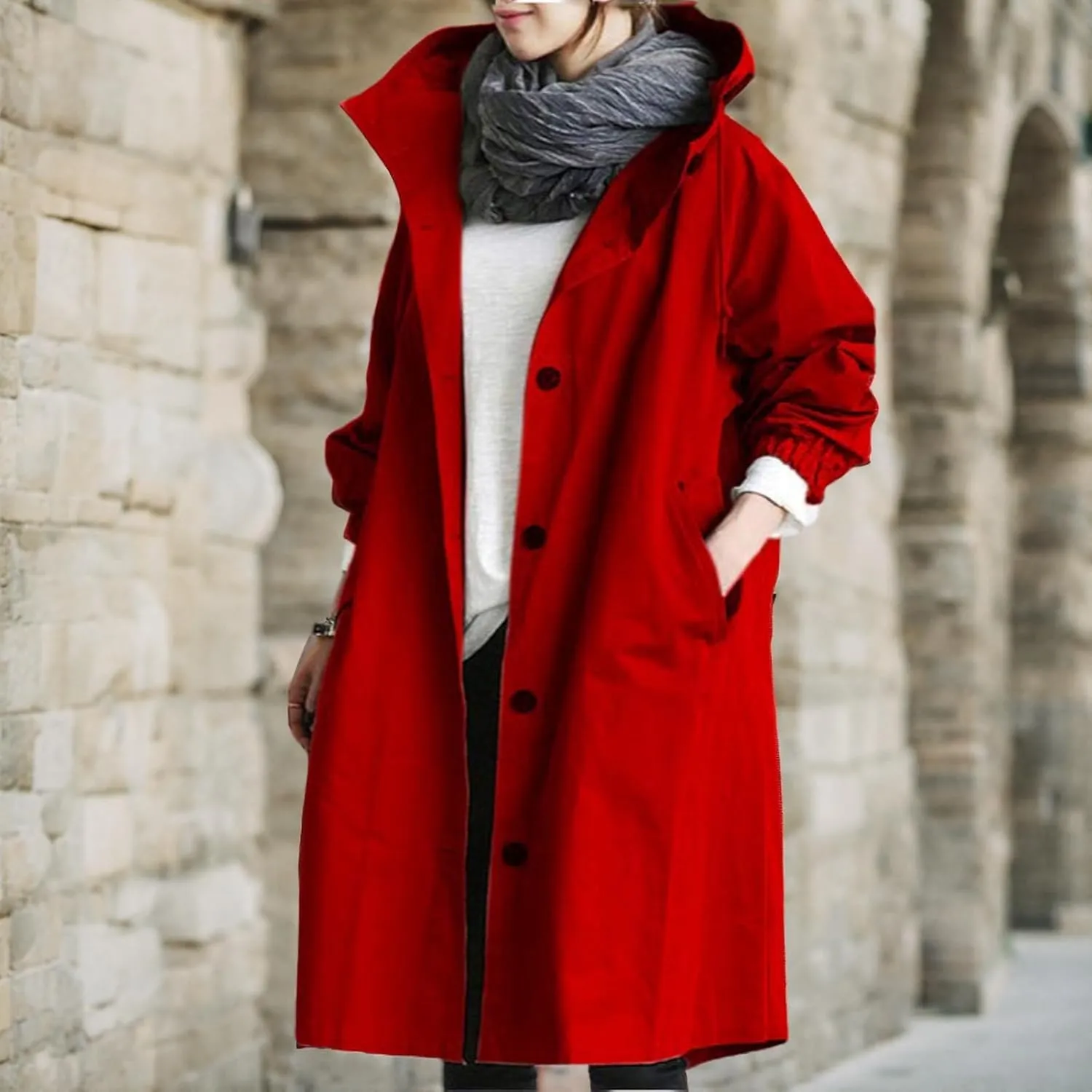 Women's Trench Jackets Rain Jacket Loose Winter Hooded Oversized Elegant Windbreaker Comfortable Coat Outwear