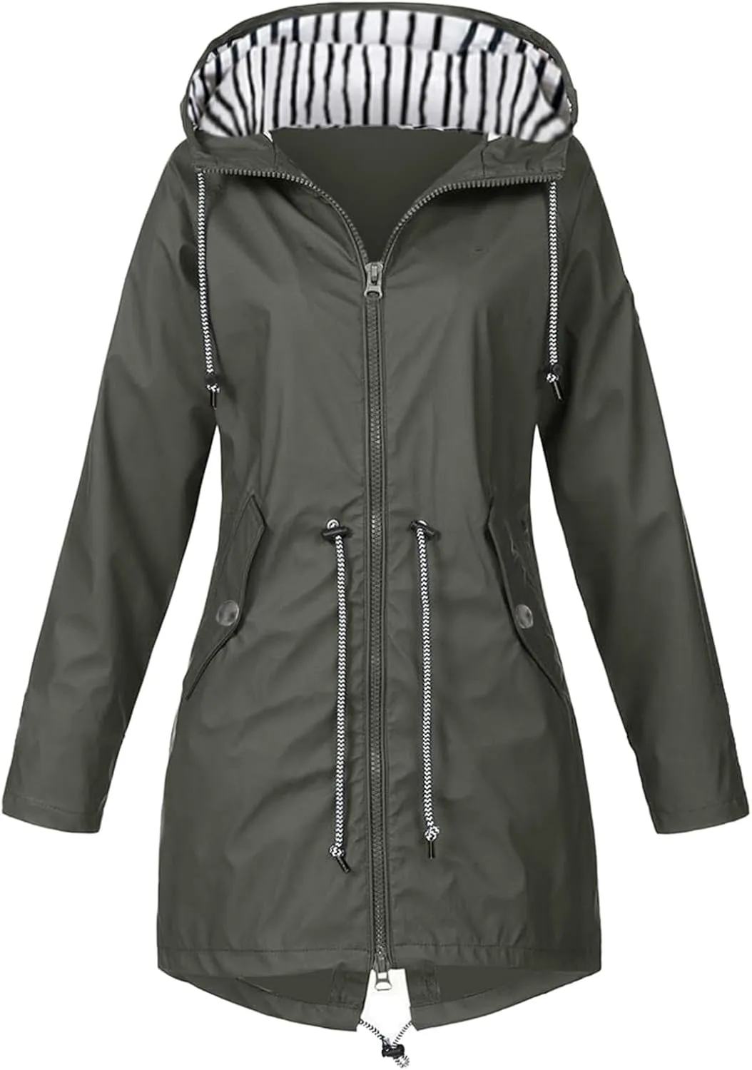 Womens Waterproof Rain Jacket Lightweight Hooded Raincoat Outdoor Travel Climbing Packable Hooded Windbreaker Trench Coats