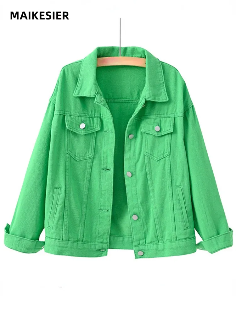 xakxx Denim Jacket Women New Short Loose Casual Coat Spring and Autumn Pink Cowboy Coat  Jacket Women  Korean Coats Women  Jackets