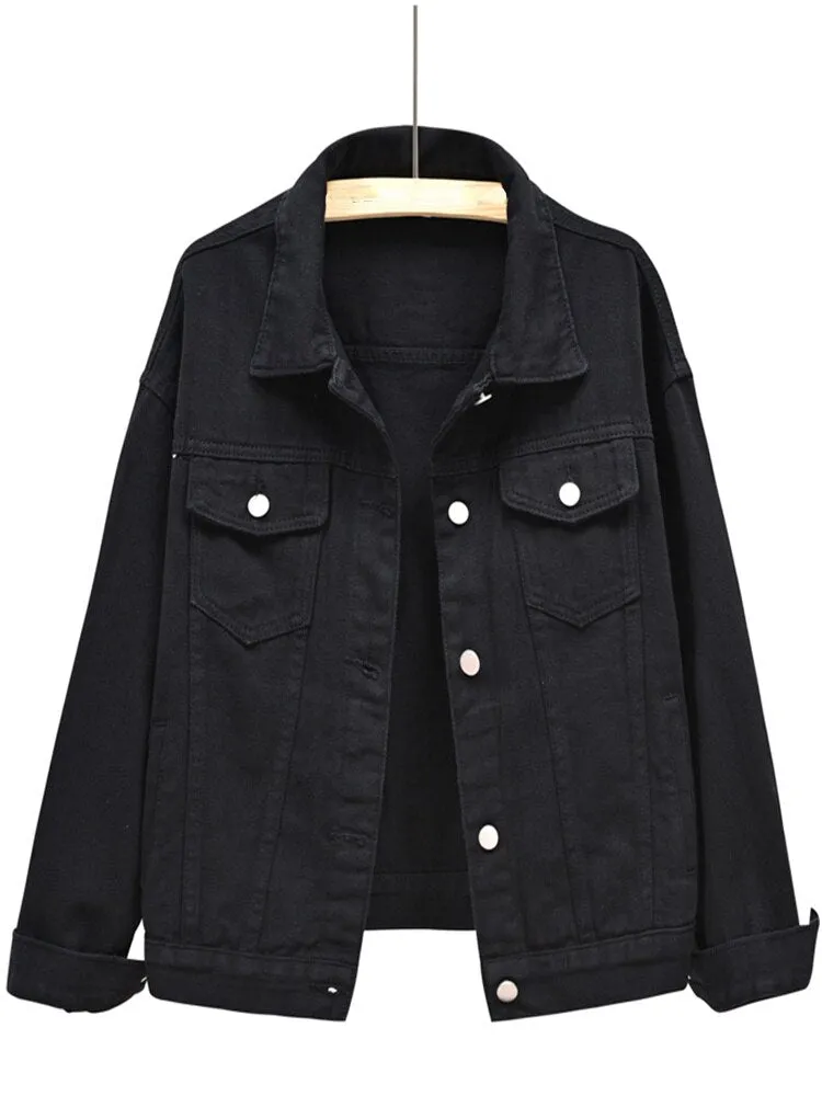 xakxx Denim Jacket Women New Short Loose Casual Coat Spring and Autumn Pink Cowboy Coat  Jacket Women  Korean Coats Women  Jackets