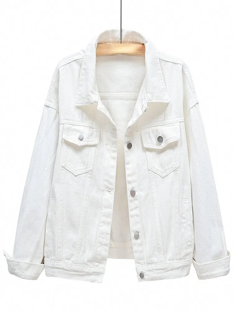 xakxx Denim Jacket Women New Short Loose Casual Coat Spring and Autumn Pink Cowboy Coat  Jacket Women  Korean Coats Women  Jackets