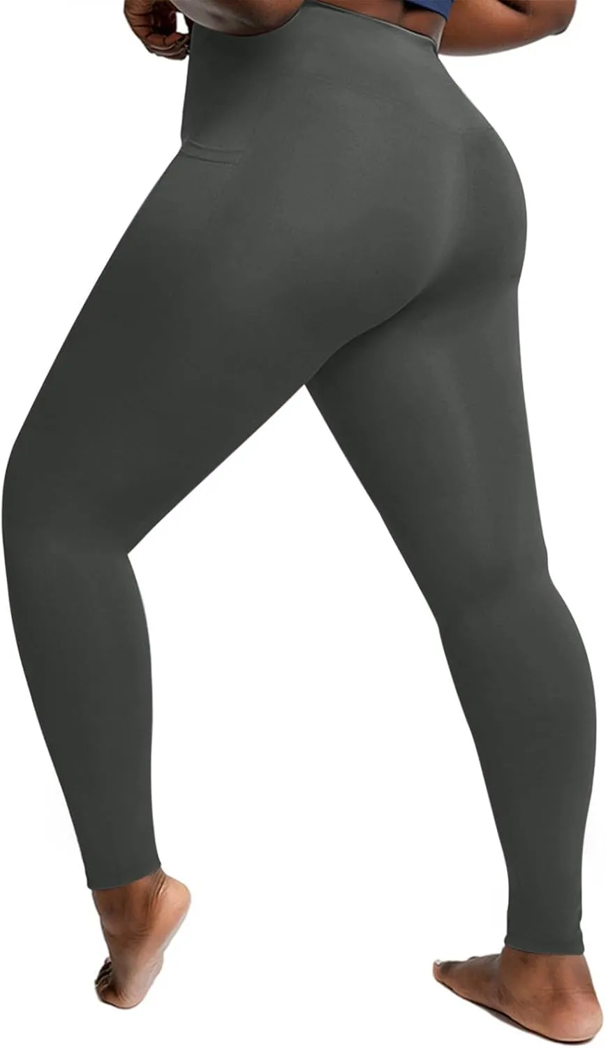 Xiaojmake Plus Size Leggings for Women Stretchy Tummy Control Workout Yoga Pant High Waist Seamless Stretchy Athletic Pants